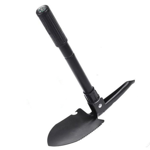 Лопата саперная, 42см, складная, прорезиненная ручка, цв. черный