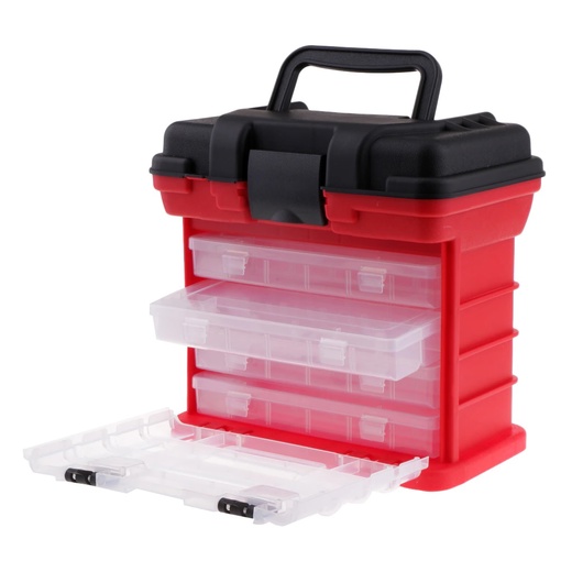 Ящик-органайзер пластиковый, рыболовный, 4 коробочки,Ш25*В25*Г15см,с пласт. ручкой,цв. оран. (XD035)